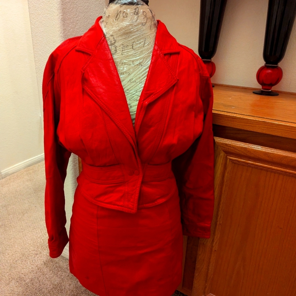 Red LeatherJacket and shirt